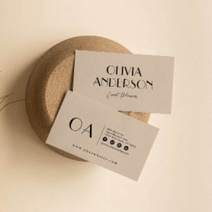 Carte De Visite Elégante Crème de cacao Minimaliste Boho Chic Mode