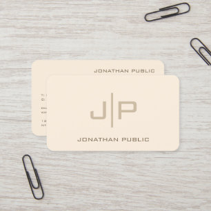 Carte De Visite Elégante crème Monogram Modèle Professionnel