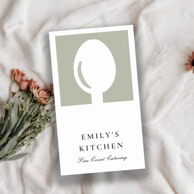 CARTE DE VISITE ÉLÉGANTE CUISINE EN CHEF À POUCE BLANC MINIMAL GRI (Créateur téléchargé)