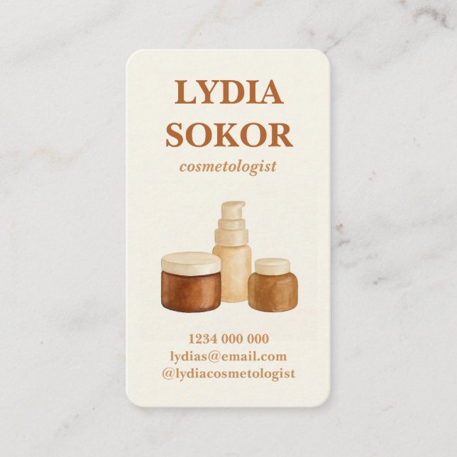 Carte de visite élégante de cosmétologue minimalis (Devant)