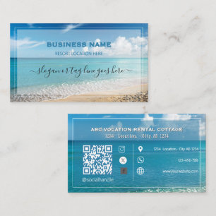 Carte de visite élégante de spa de plage avec code