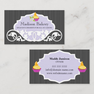Carte De Visite Élégante décoration de boulangerie Cupcake