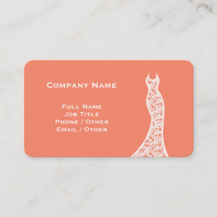 Carte De Visite Elégante dentelle Mariage robe corail