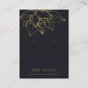 CARTE DE VISITE ÉLÉGANTE ÉCRAN D'OR NOIR LOTUS SIMPLE EARRING A