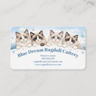 Carte De Visite Élégante Élevage de Ragdoll à l'Aquarelle Bleue Rê