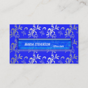 Carte de visite élégante en damas bleu