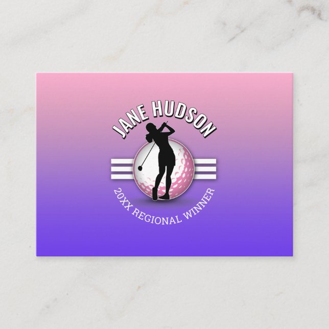 Carte De Visite Elégante femme Golfer Monogramme Design (Devant)