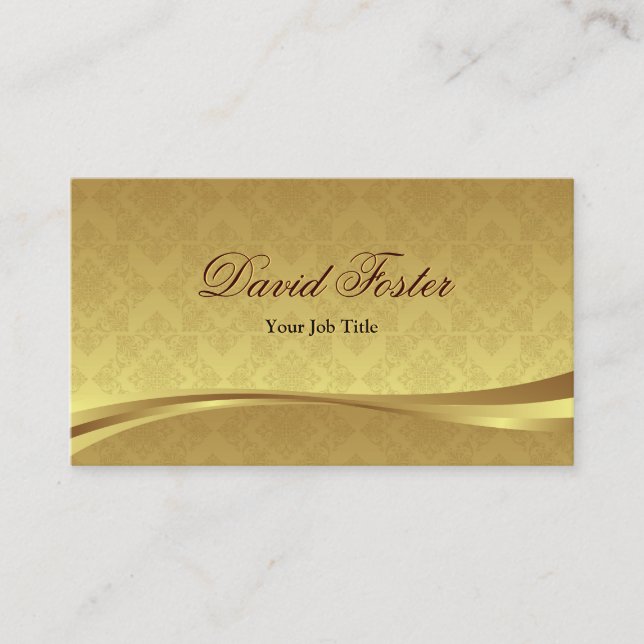 Carte De Visite Elégante feuille d'or avec Damas de luxe (Devant)