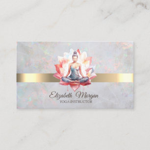 Carte De Visite Élégante fille Lotus Opal Yoga Instructeur