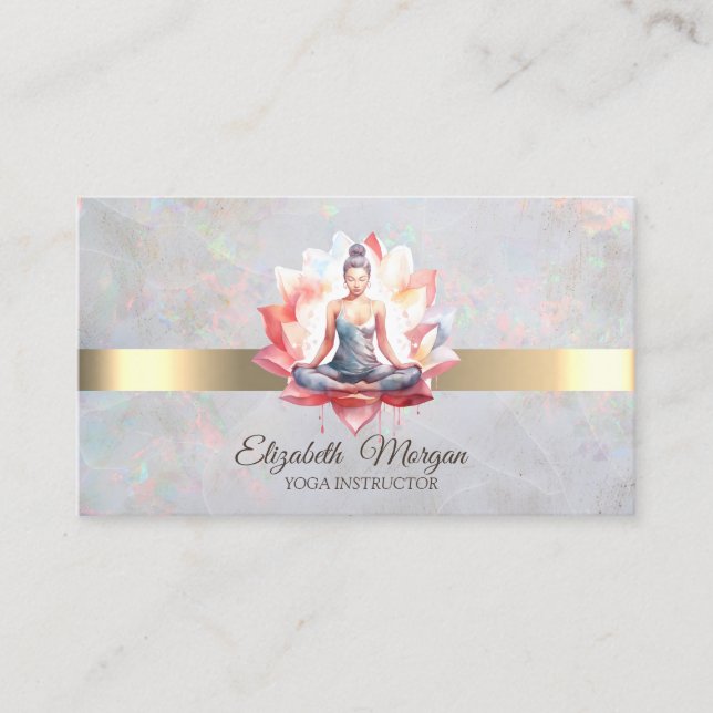 Carte De Visite Élégante fille Lotus Opal Yoga Instructeur (Devant)
