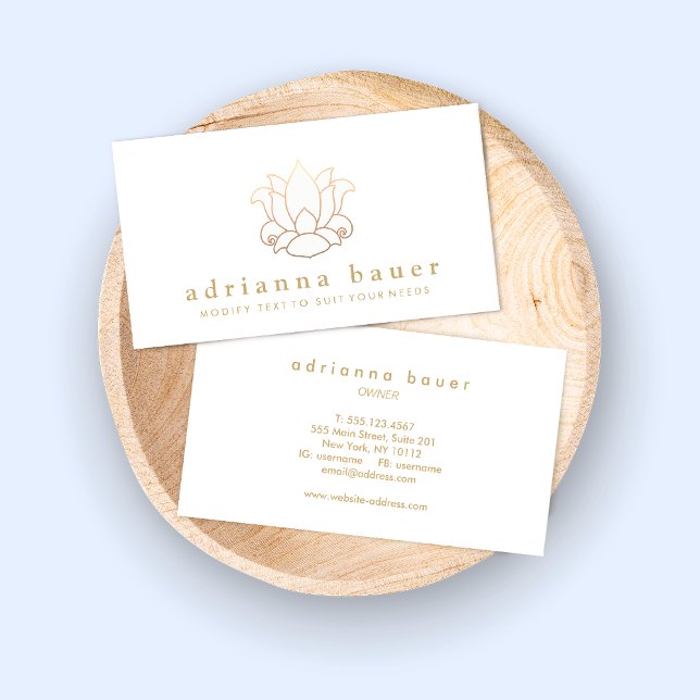 Carte De Visite Élégante Fleur de Lotus Blanc Moderne (Créateur téléchargé)