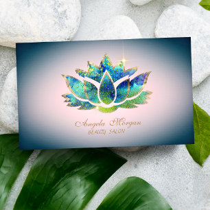 Carte De Visite Élégante Fleur de Lotus Bleue Professionnelle