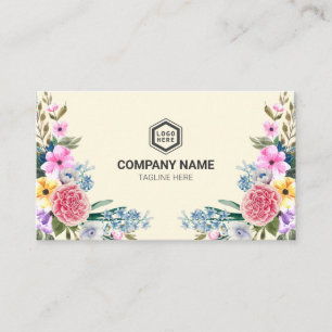 Carte De Visite Elégante floraison Vintage de couleur jaune et ro