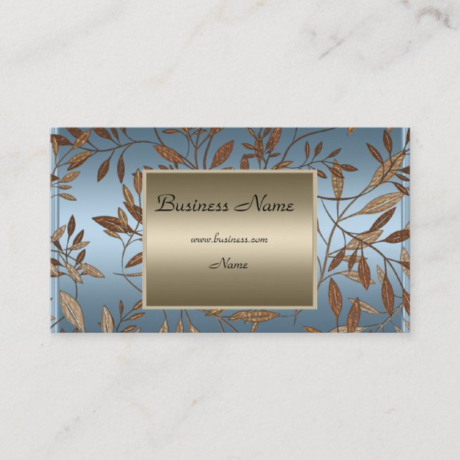 Carte de visite élégante florale bronze bleu marro (Devant)