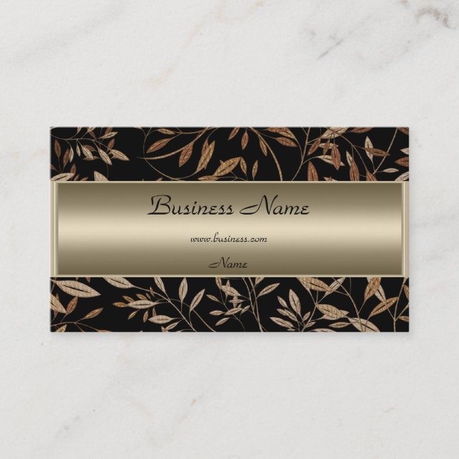 Carte de visite élégante florale bronze noir marro (Devant)