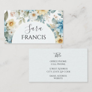 Carte de visite élégante florale standard, 3,5" x