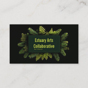Carte De Visite Élégante Fougère de Pin Persistante Botanique Noir