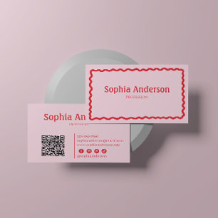 Carte De Visite Élégante frontière rose vif pour les femmes   Prof