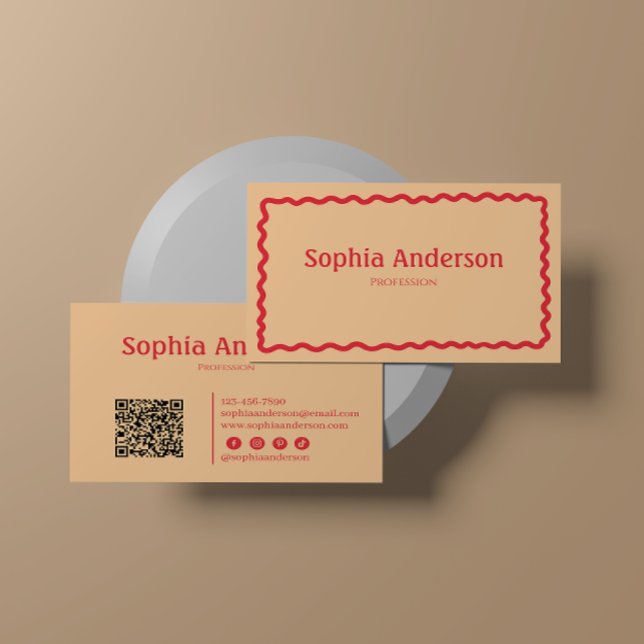 Carte De Visite Élégante frontière rose vif pour les femmes | Prof (Créateur téléchargé)