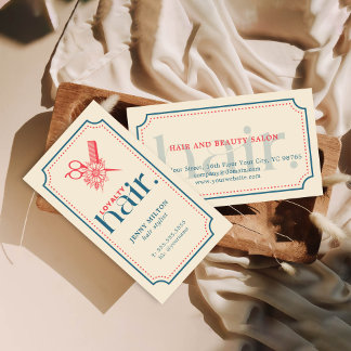 Carte De Visite Elégante gamme de ciseaux bleu rétro