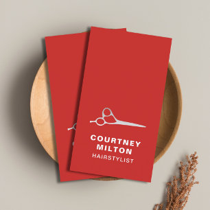 Carte De Visite Elégante gamme de ciseaux en argent Red Faux