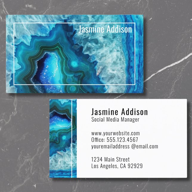 Carte De Visite Élégante Géode Agate Professionnel (Glam Chic Trendy Elegant Professional Agate Geode Business Card)