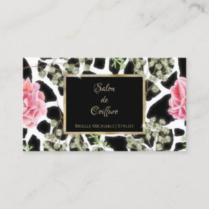 Carte De Visite Elégante Giraffe Imprimer Roses Roses Roses Roses 