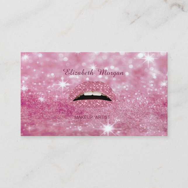 Carte De Visite Élégante Glamour tendance Glittery Lips Bokeh (Devant)