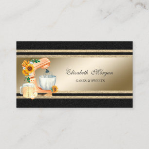 Carte De Visite Élégante Glitterie Or Stripes Mixer Floral