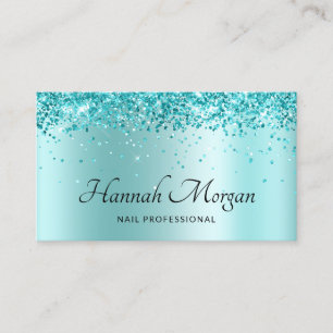 Carte De Visite Elégante Glittery Pale Turquoise Ombre