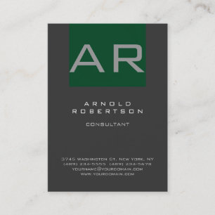 Carte de visite élégante grise verte tendance mono