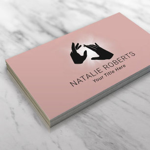 Carte De Visite Elégante Healing Hands Dusty Rose Massage Spa Sal