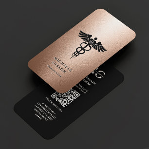 Carte De Visite Élégante infirmière Médicale Noir Caduceus Rosegol