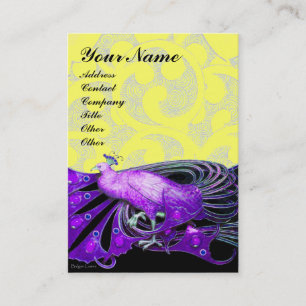 CARTE DE VISITE ELÉGANTE JEWEL PURPLE PEACOCK /YELLORAL FLORAL SWI