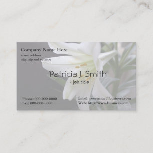 Carte De Visite Élégante, jolie fleur de lys blanc