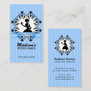 Carte De Visite Elégante Lady Silhouette Cupcake Blue