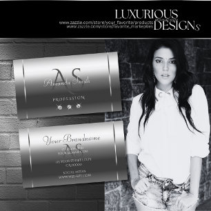 Carte De Visite Elégante Lettres Noble Argent avec Qualité Diama