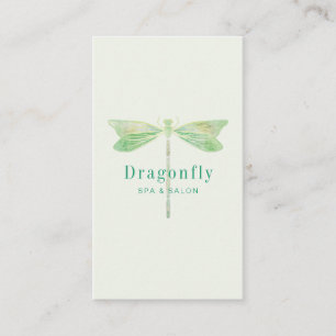 Carte De Visite Élégante libellule d'aquarelle verte