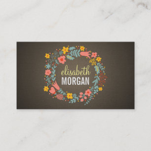 Carte De Visite Elégante linge Burlap Fleur Wreath