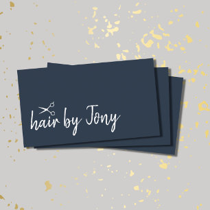 Carte De Visite Elégante liste minimaliste de cheveux blancs bleu