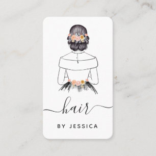 Carte De Visite Élégante mariée Floral Chic Hairstyle tresse QR Co