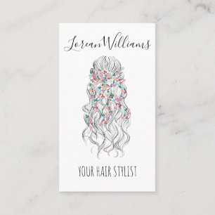 Carte De Visite Élégante Mariée Pastel Cheveux Vave Style Floral Q