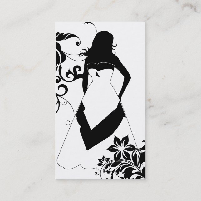 Carte De Visite Élégante Mariée Silhouettée (Devant)