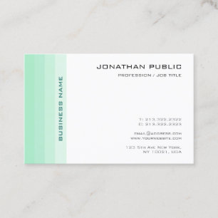 Carte De Visite Elégante Menthe Vert Blanc Moderne Simple