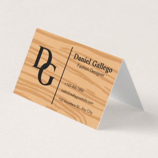 Carte De Visite Élégante Monogramme en Bois Personnalisé Moderne
