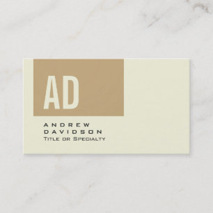 Carte de visite élégante Monogramme Rayure Beige T