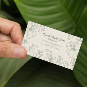 Carte De Visite Élégante nature verte Florale Custom Text Flower