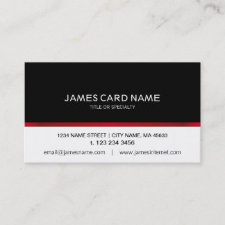 Carte de visite élégante noir/blanc ligne rouge