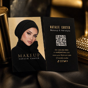 Carte de visite élégante noire et or pour artiste 