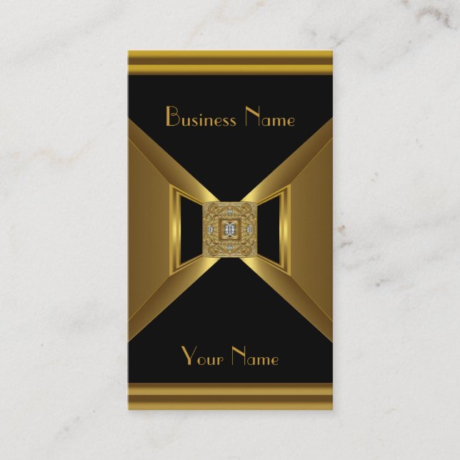 Carte de visite élégante noire or bijou (Devant)
